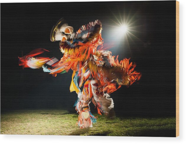 Pow Wow Dancer Wood Print featuring the photograph Spot Dancer by Linda McRae