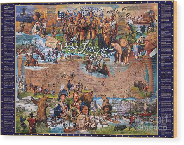 Yellowstone Wood Print featuring the painting Voyage Of Lewis And Clark by Randy Green