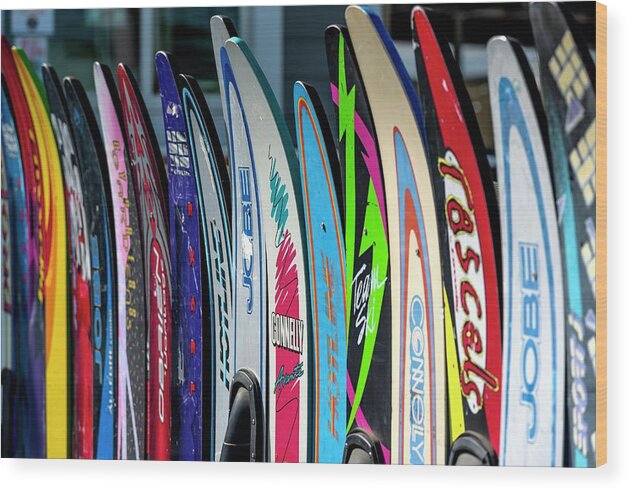 Ski Wood Print featuring the photograph Water Skis by Jerry Sodorff