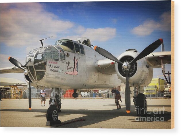 Aircraft Wood Print featuring the photograph B-25 Mitchell Pacific Princess by Gus McCrea