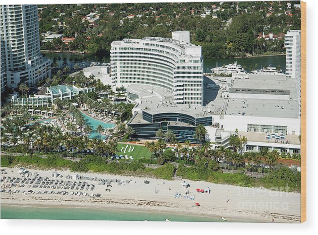 Fontainebleau Miami Beach Wood Print featuring the photograph Fontainebleau Miami Beach Aerial by David Oppenheimer