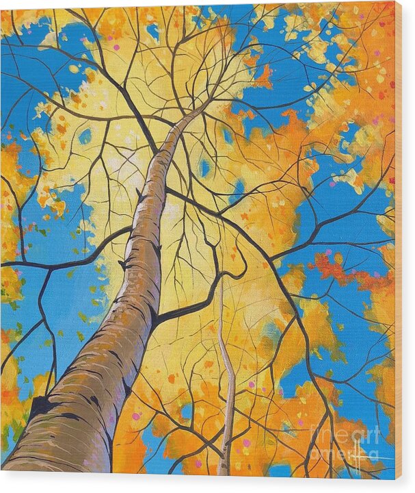 Aspen Wood Print featuring the painting Summer Moved On by Hunter Jay