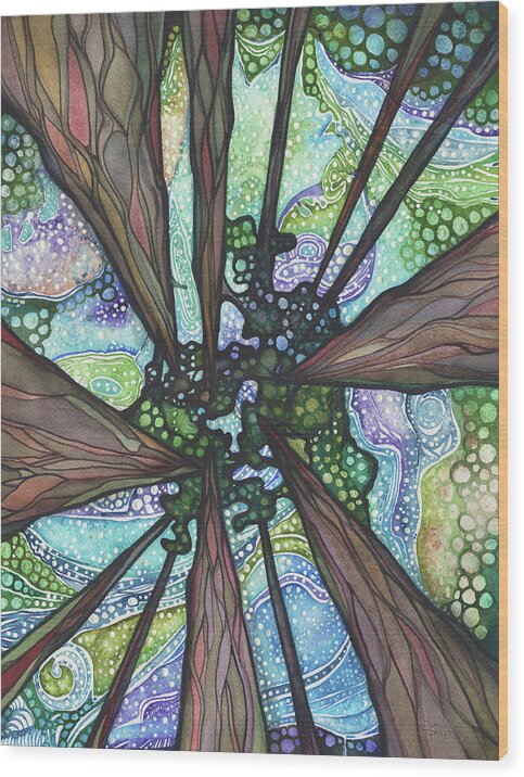 Ancient Trees Wood Print featuring the painting Beneath Magic by Tamara Phillips