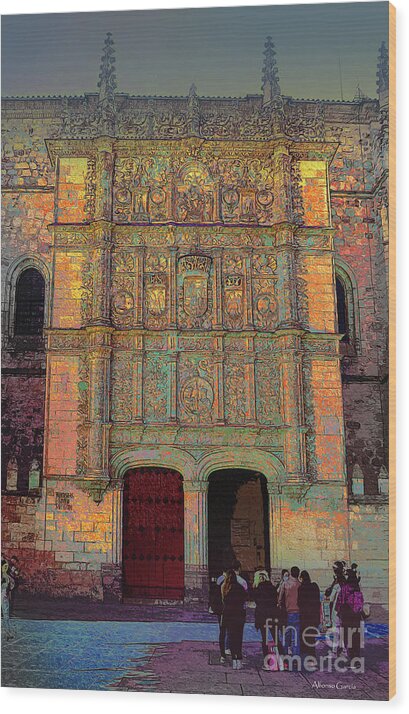 Interiors Wood Print featuring the photograph Fachada de la Universidad de Salamanca by Alfonso Garcia