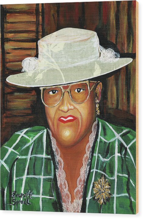 Everett Spruill Wood Print featuring the painting Nancy Wilder - Big Ma by Everett Spruill