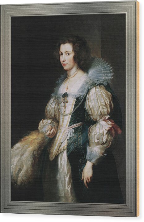 Portrait Of Marie-louise De Tassis Wood Print featuring the painting Portrait of Marie-Louise de Tassis by Anthony van Dyck by Rolando Burbon