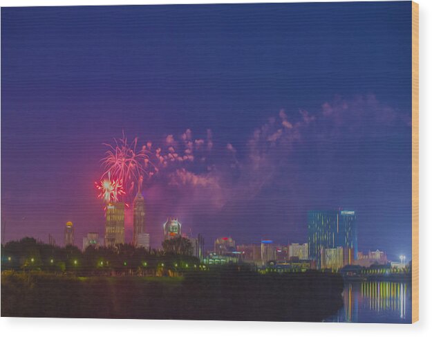 Jw Marriott Wood Print featuring the photograph Indianapolis Indiana 4th July Digital Oil by David Haskett II