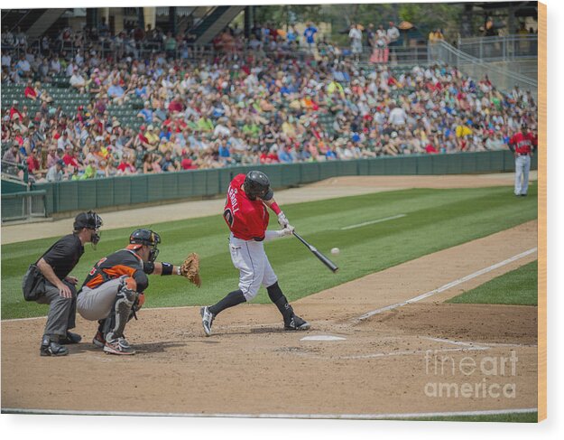 Indians Wood Print featuring the photograph Indianapolis Indians Brett Carroll June 9 2013 by David Haskett II