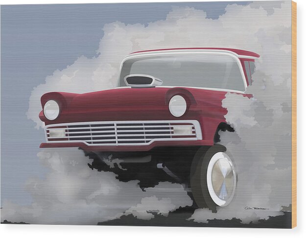 Ford Wood Print featuring the digital art 57 Ford Gasser by Colin Tresadern