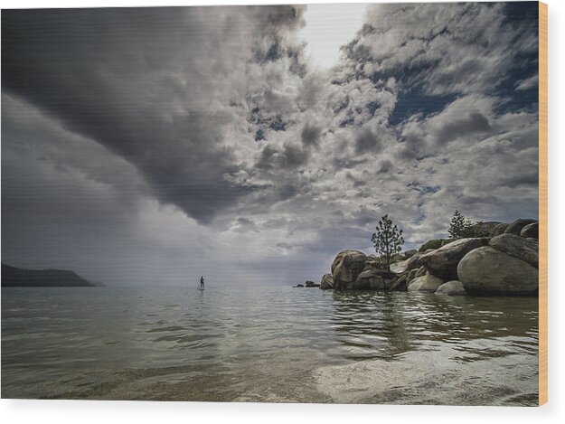 Lake Wood Print featuring the photograph Alone on the Lake by Martin Gollery