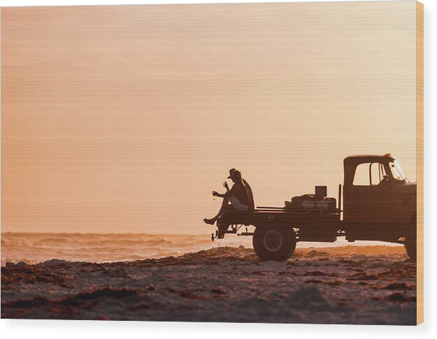 Truck Grayton Gulf Wood Print featuring the photograph Grayton Beach Flatbed Sunset by Kurt Lischka
