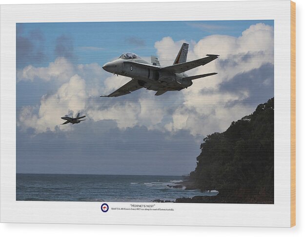 Raaf Wood Print featuring the digital art Hornets Nest - Titled by Mark Donoghue