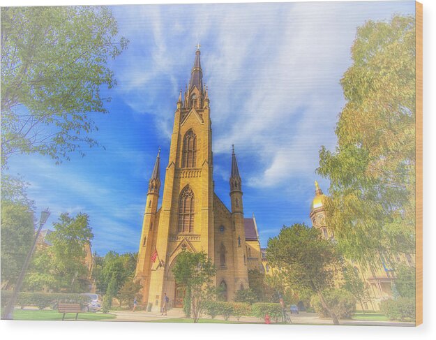 Notre Dame Wood Print featuring the photograph Notre Dame University 5 by David Haskett II