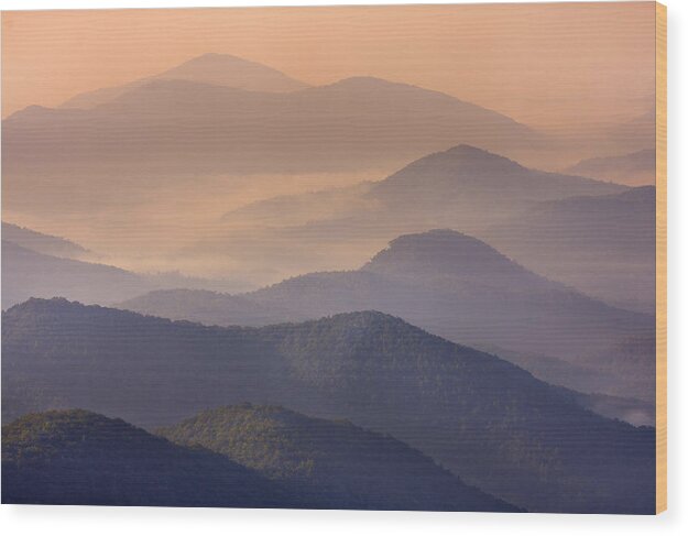 Pink Mountain Layers Wood Print featuring the photograph Pink Mountain Layers by Ken Barrett