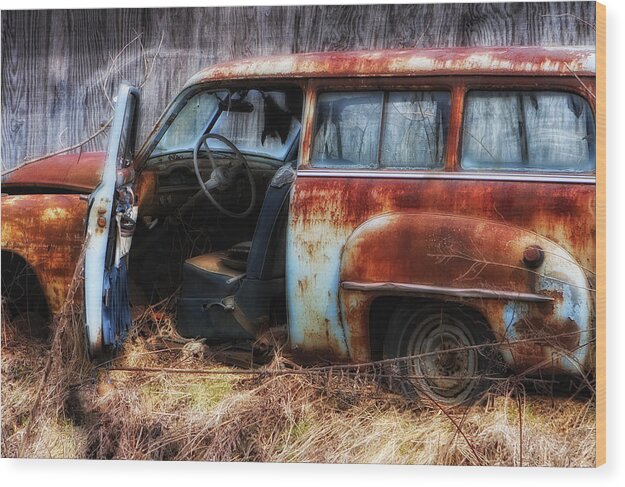 Rusty Station Wagon Wood Print featuring the photograph Rusty Station Wagon by Ken Barrett