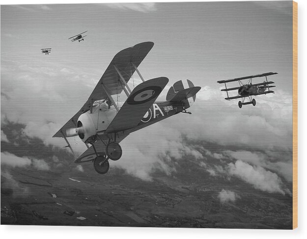 Wwi Wood Print featuring the digital art Slipping The Reaper - Monochrome by Mark Donoghue