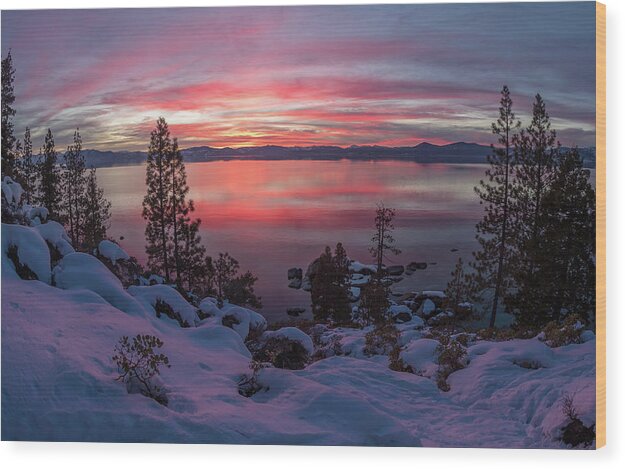 Lake Wood Print featuring the photograph Tahhhhhoe sunset by Martin Gollery