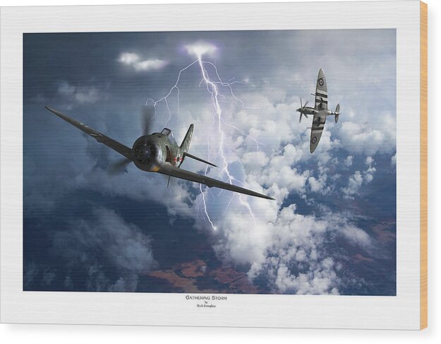 Luftwaffe Wood Print featuring the digital art Gathering Storm - Titled by Mark Donoghue