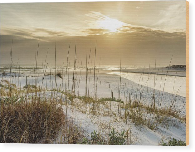 Eastern Lake Wood Print featuring the photograph Golden Seagrove Beach Sunset by Kurt Lischka