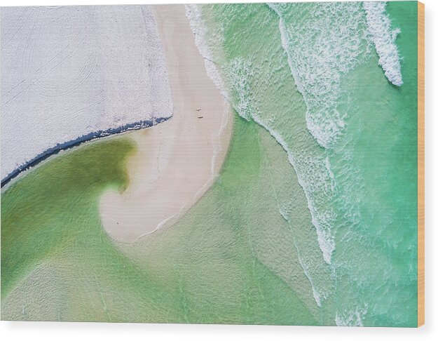 Aerial Wood Print featuring the photograph Western Lake Meets The Gulf by Kurt Lischka