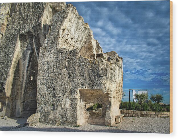 Rock Wood Print featuring the photograph Chateau des Baux by Portia Olaughlin