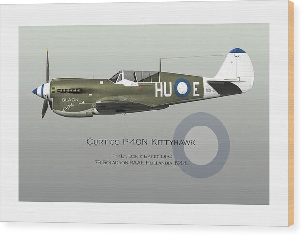 Raaf Wood Print featuring the digital art F/Lt Denis Baker DFC by Mark Donoghue