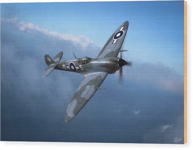 Wwii Wood Print featuring the digital art Seafire Over Sea by Mark Donoghue