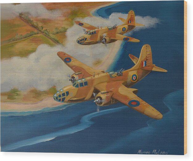 Aviation Art Wood Print featuring the painting Boston Duo by Murray McLeod