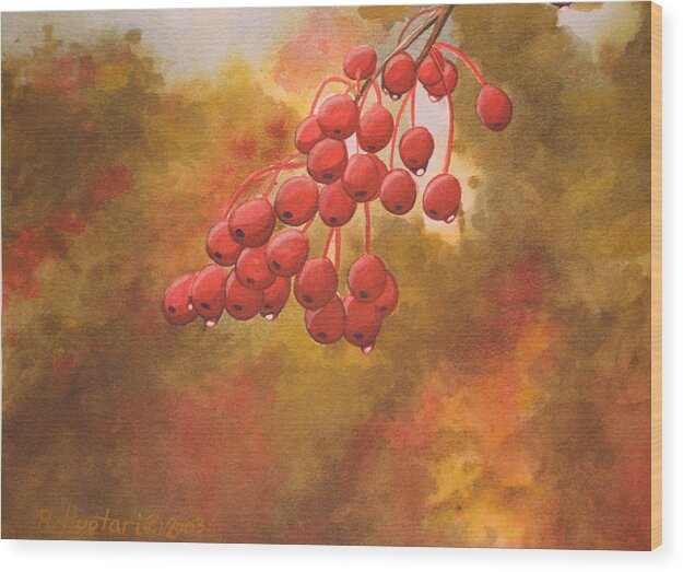 Rick Huotari Wood Print featuring the painting Door County Cherries by Rick Huotari