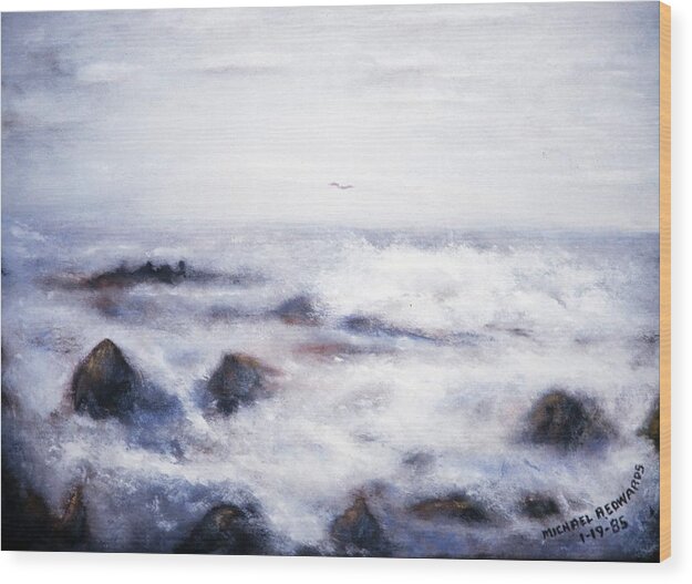 Ocean Wood Print featuring the painting For Jim Haley by Michael Anthony Edwards