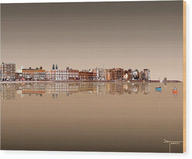 Morecambe Wood Print featuring the digital art Morecambe Reflection 3 mini by Joe Tamassy