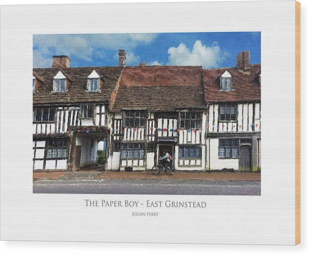 East Grinstead Wood Print featuring the digital art The Paper Boy - East Grinstead by Julian Perry