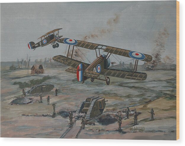 Military Art Wood Print featuring the painting Battle of Amiens by Murray McLeod