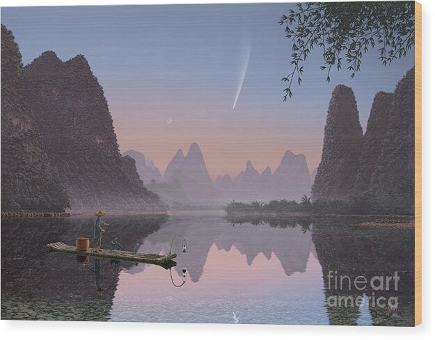 China Wood Print featuring the painting The Great September Comet of 1882 by James Hervat
