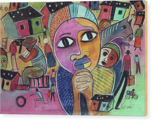 African Art Wood Print featuring the painting Thembisa by Eli Kobeli 1932-1999