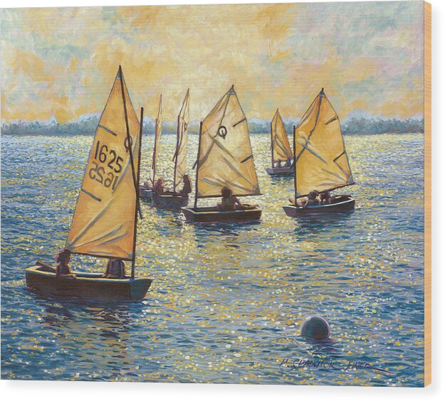 Sun Wood Print featuring the painting Sunwashed Sailors by Marguerite Chadwick-Juner