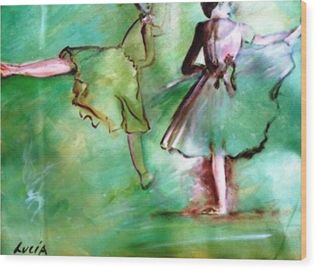 Ballet. Ballerina. Print. Wood Print featuring the print Degas' Dancers by Carl Lucia