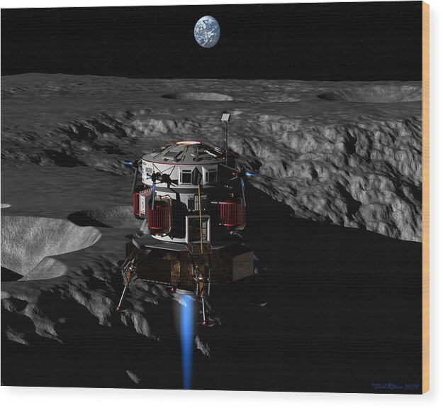 Moon Wood Print featuring the digital art Earthrise by David Robinson