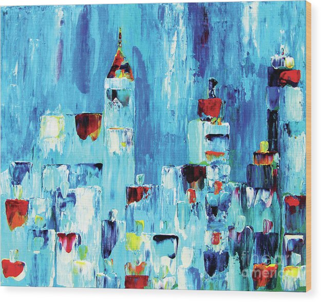Abstract Wood Print featuring the painting Within the City by JoAnn DePolo