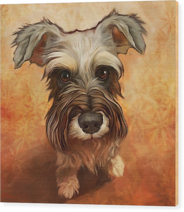 Schnauzer Wood Print featuring the painting What about Me? by Sean ODaniels