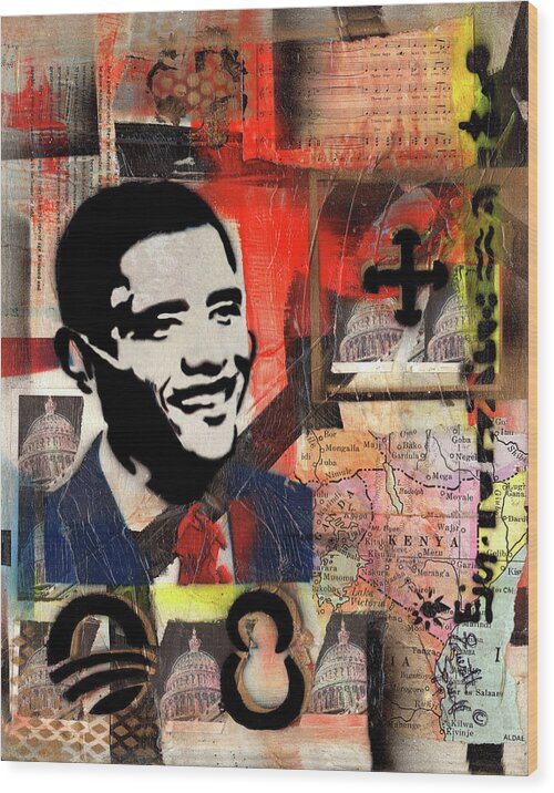 44th President Of The United States Wood Print featuring the mixed media President Barack Obama by Everett Spruill