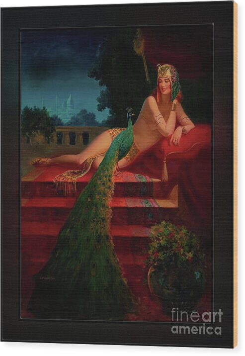 Cleopatra Wood Print featuring the painting Cleopatra by Edward Mason Eggleston Art Deco Old Masters Vintage Art Reproduction by Rolando Burbon