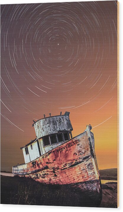 Astrophotography Wood Print featuring the photograph Beached Star Trails by Don Hoekwater Photography