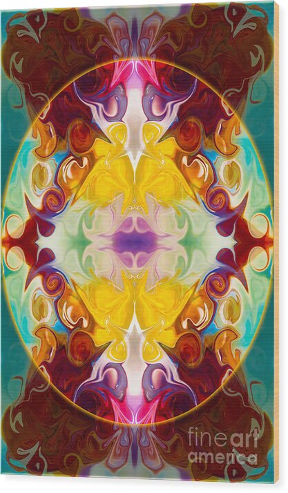 5x7 Wood Print featuring the digital art Circling The Unknown Abstract Healing Artwork by Omaste Witkowsk by Omaste Witkowski