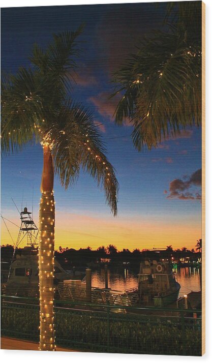 Jupiter Wood Print featuring the photograph Docks at Dusk by Catie Canetti