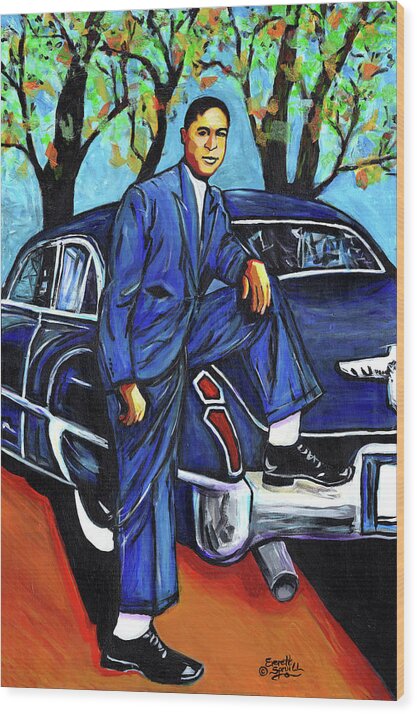 Everett Spruill Wood Print featuring the painting Distinguished Gentleman by Everett Spruill