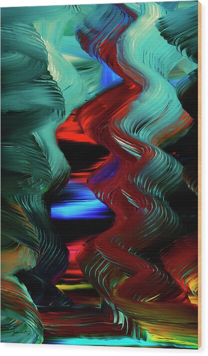Abstract Wood Print featuring the digital art Flight of the Imagination by Gerlinde Keating - Galleria GK Keating Associates Inc