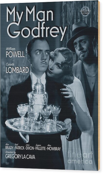William Powell Wood Print featuring the photograph My Man Godfrey Movie Poster by Brian Watt