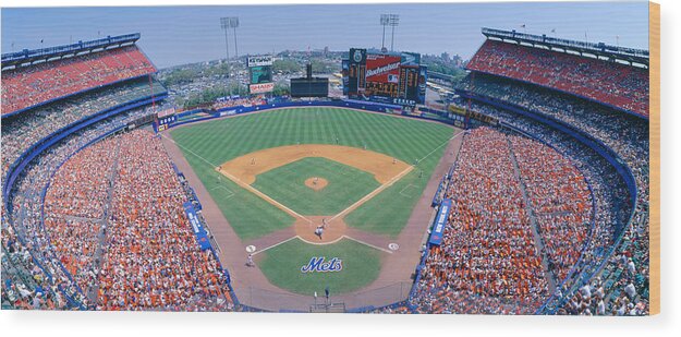 Photography Wood Print featuring the photograph Shea Stadium, Ny Mets V. Sf Giants, New #1 by Panoramic Images