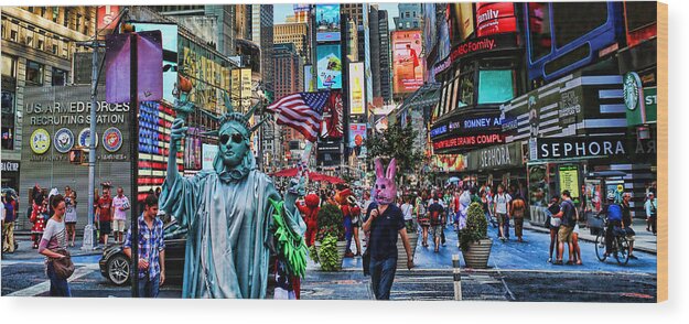 New York Wood Print featuring the photograph Times Square on a Tuesday #4 by Lee Dos Santos